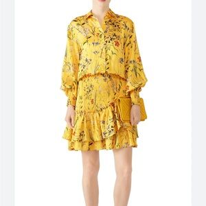 Alexis Yellow Floral Smocked Mini Dress